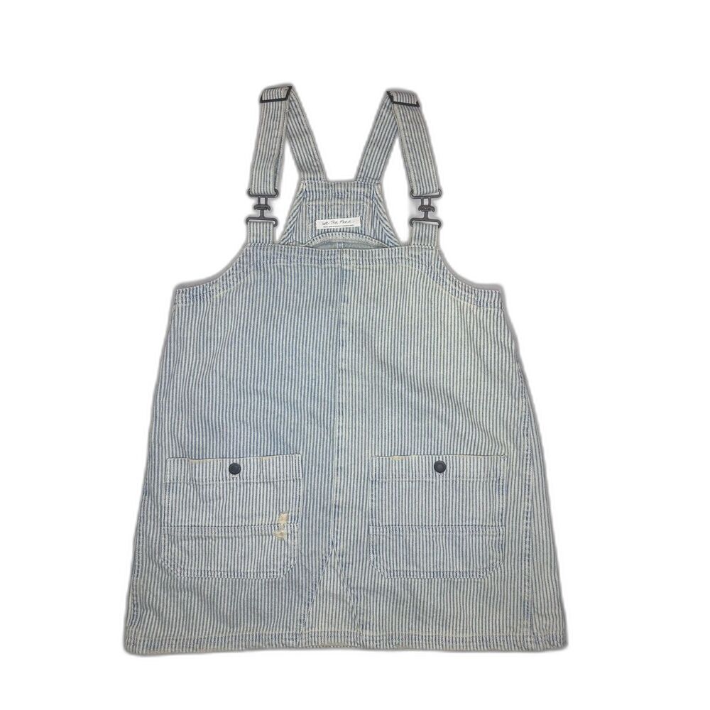 Free People | Striped overall denim distressed dress sz Small - Picture 4 of 7